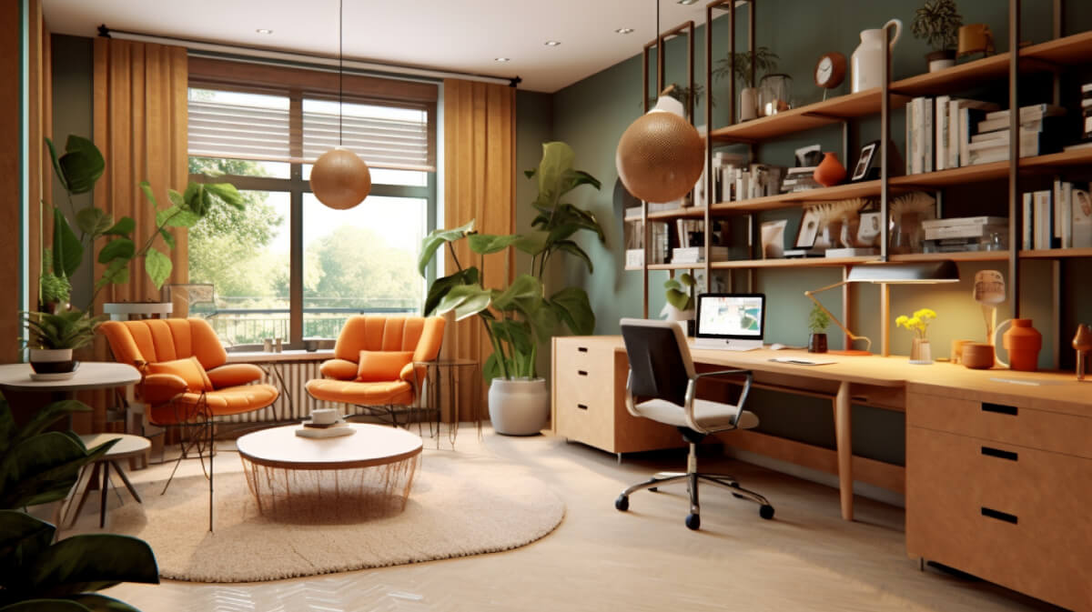 Hestya-a-working-space-designed-with-mid-century-modern-style-Earth-Tones-and-Bright-Accents