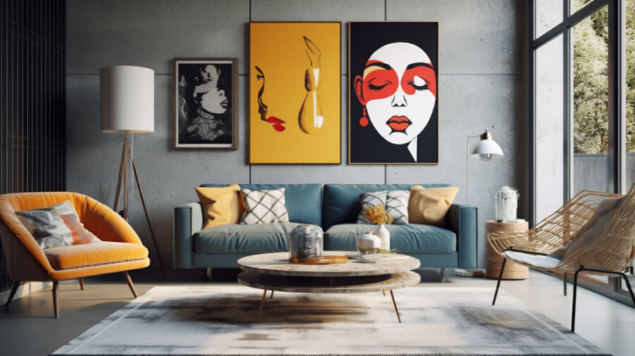 Hestya-online-interior-design-using-9010-rule-for-a-living-room-with-art